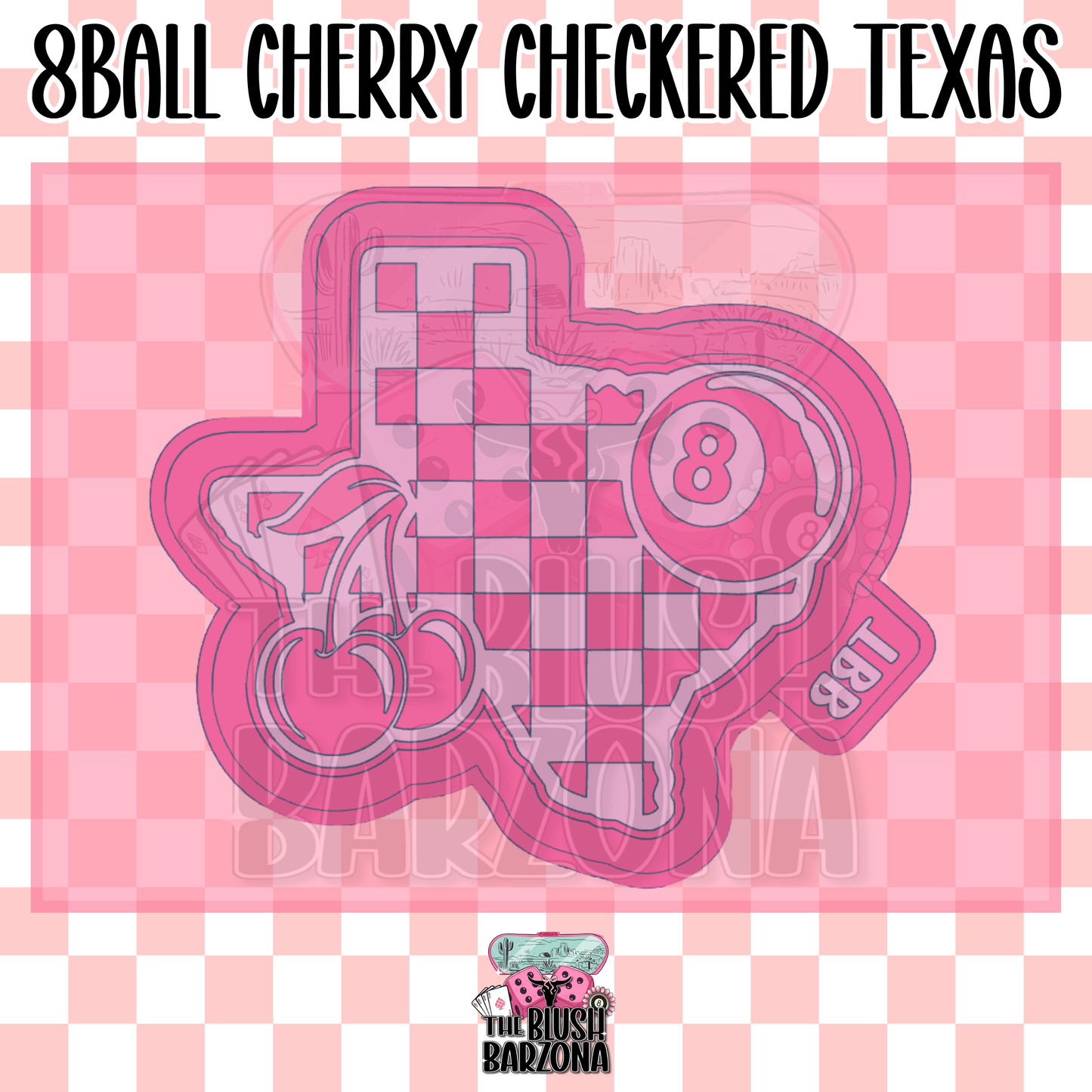 8 Ball Cherry Checkered Texas Freshie Mold