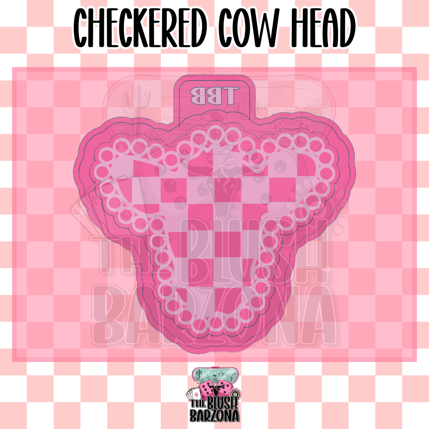 Checkered Cow Head Freshie Mold