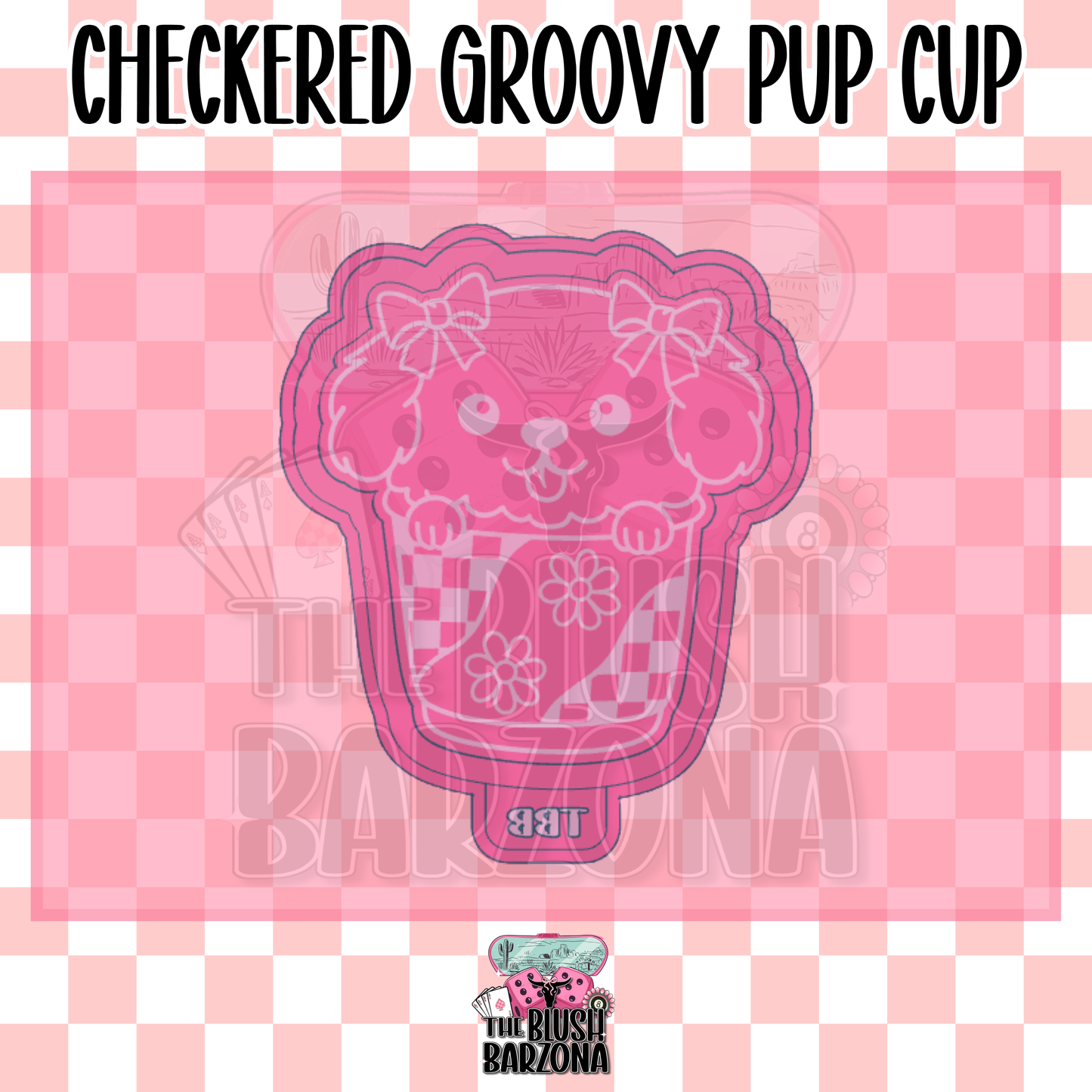 Checkered Groovy Pup Cup Freshie Mold