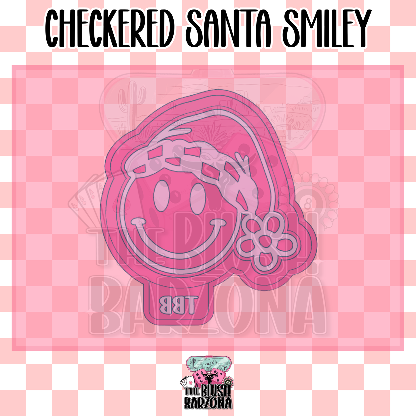 Checkered Santa Smiley Freshie Mold