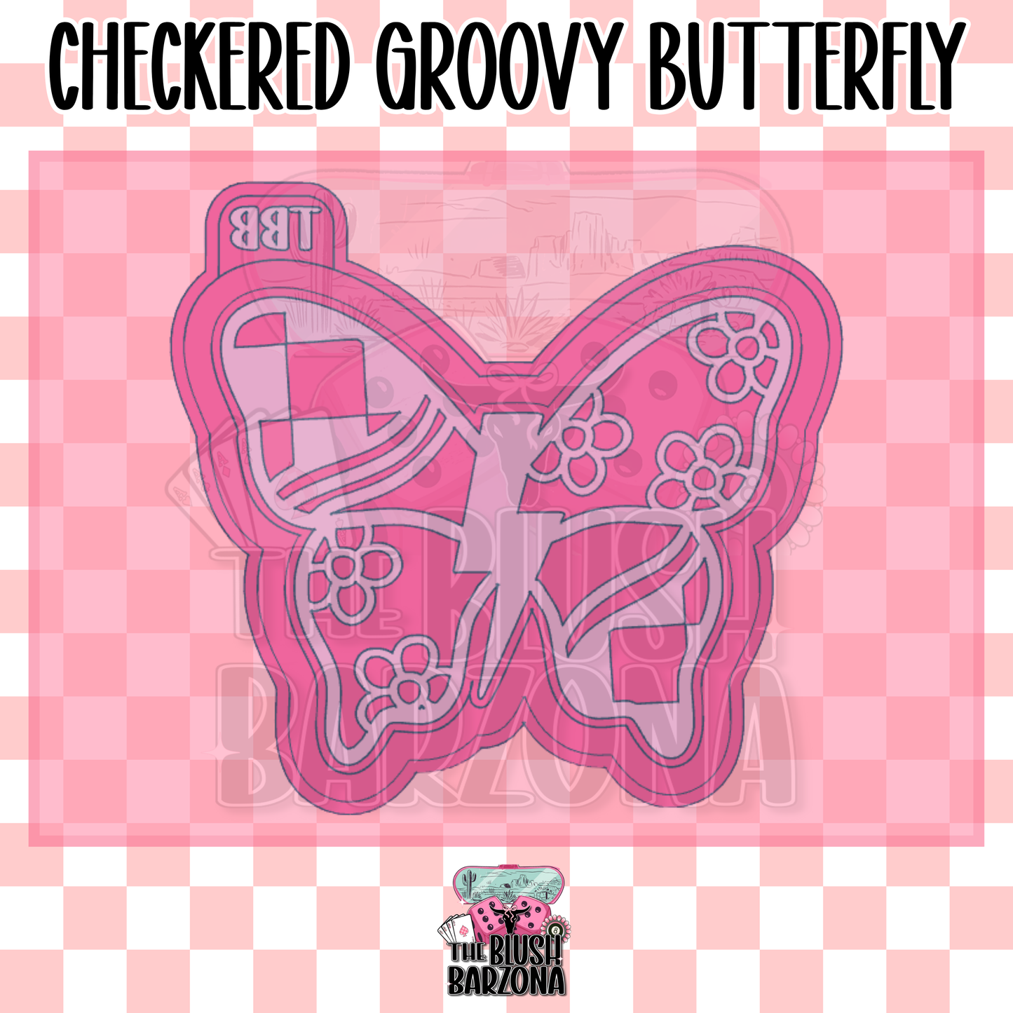 Checkered Groovy Butterfly Freshie Mold