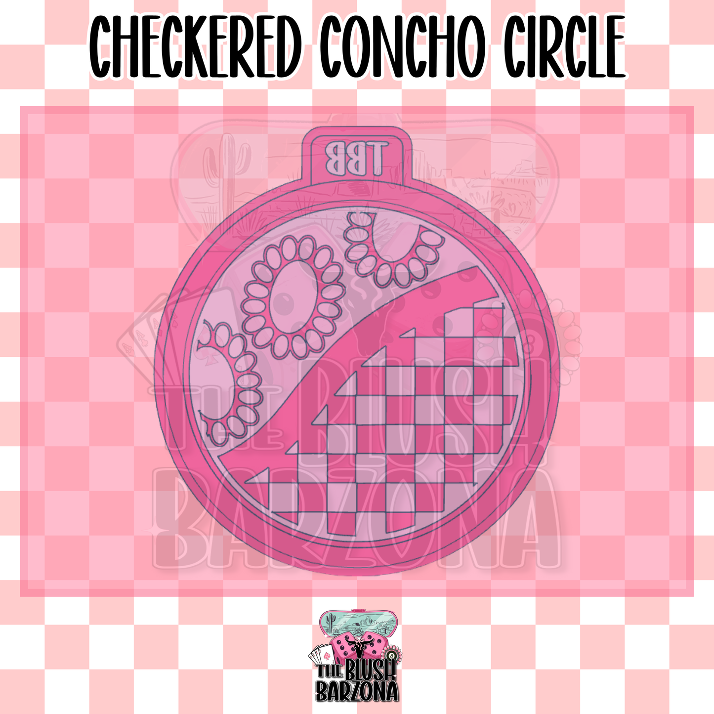 Checkered Concho Circle Freshie Mold