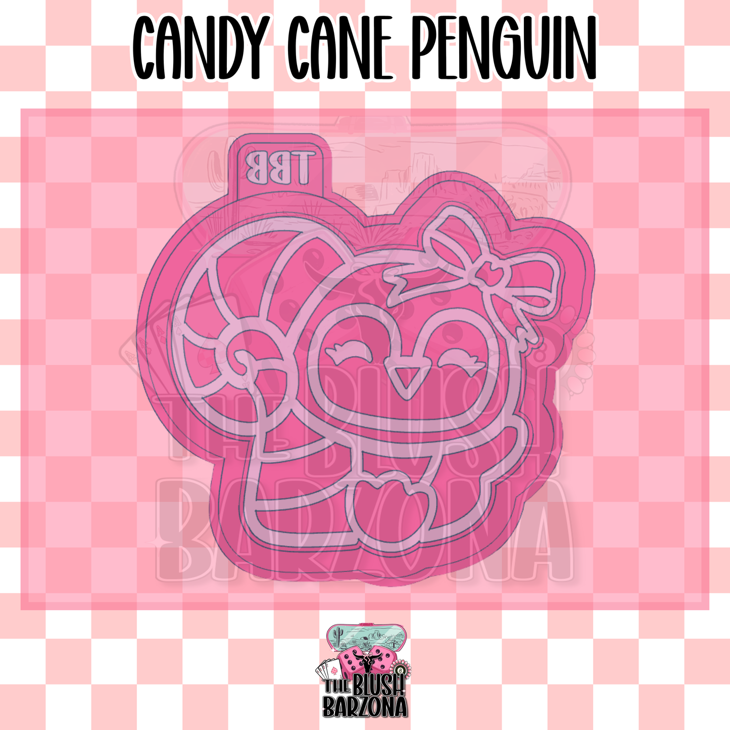 Candy Cane Penguin Freshie Mold