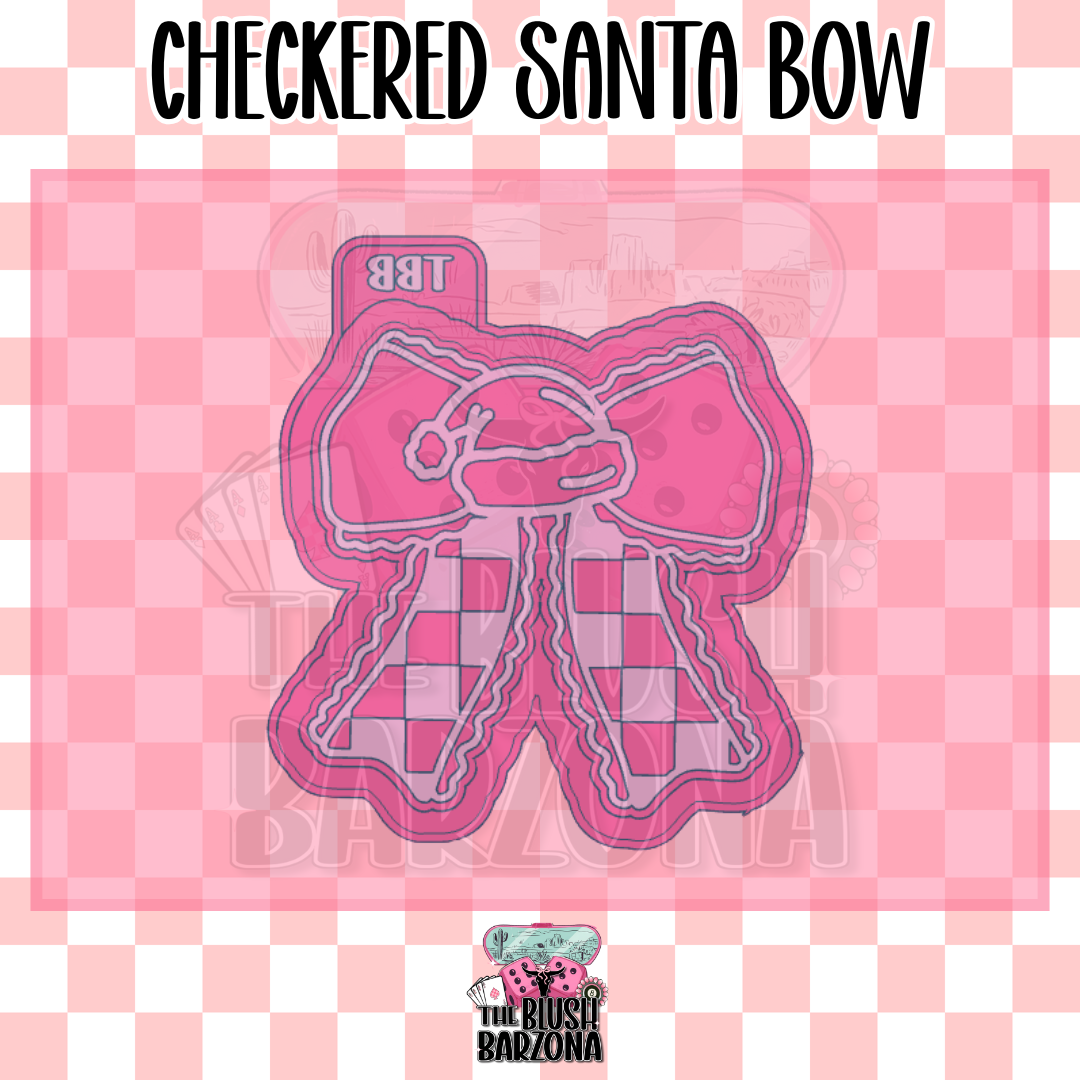 Checkered Santa Bow Freshie Mold