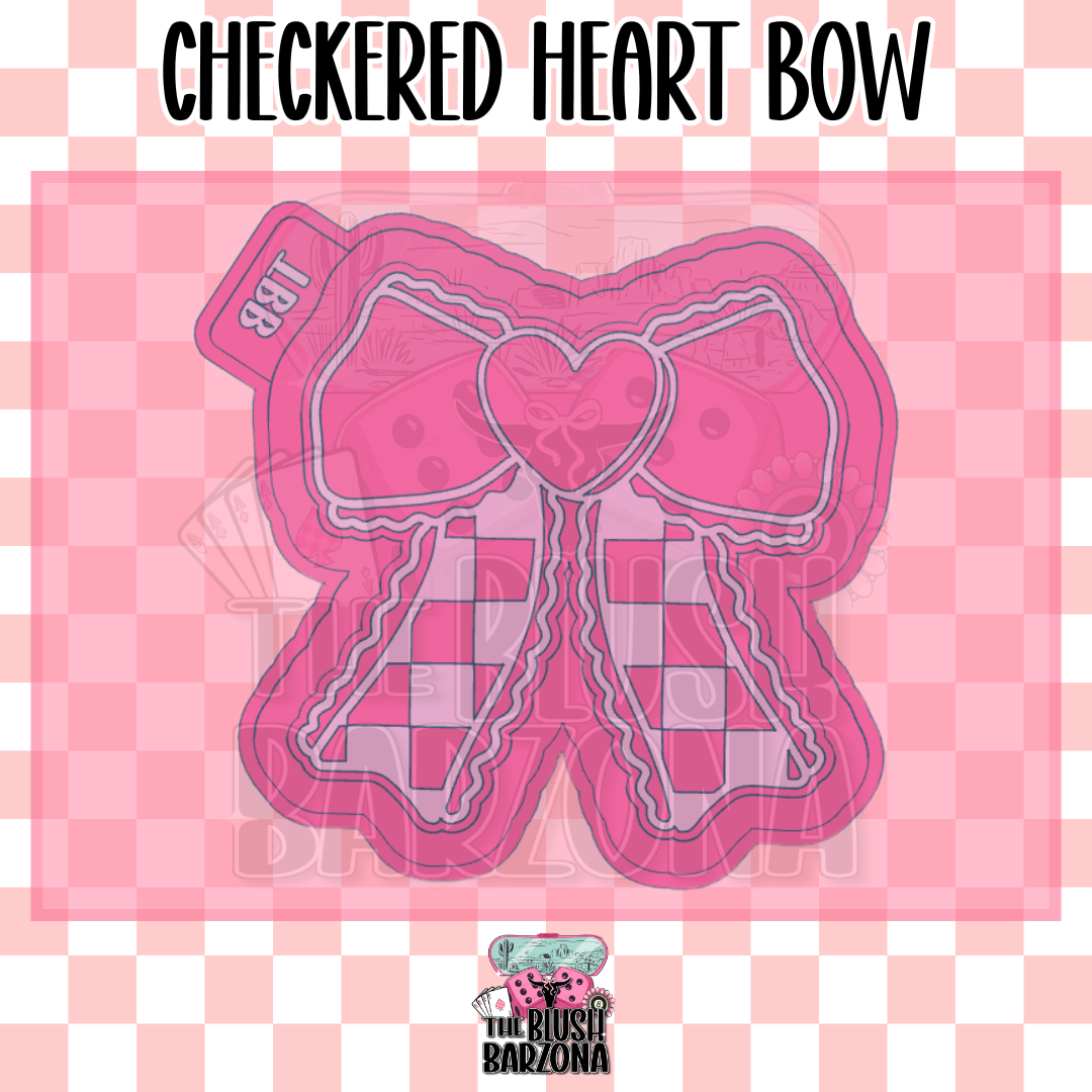 Checkered Heart Bow Freshie Mold