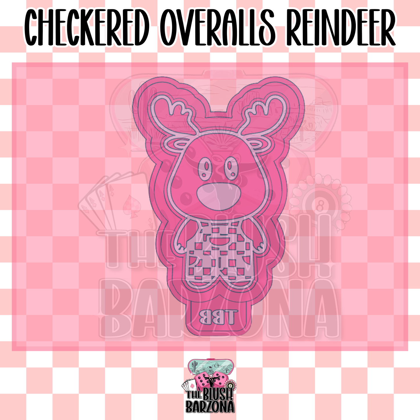 Checkered Overalls Reindeer Freshie Mold