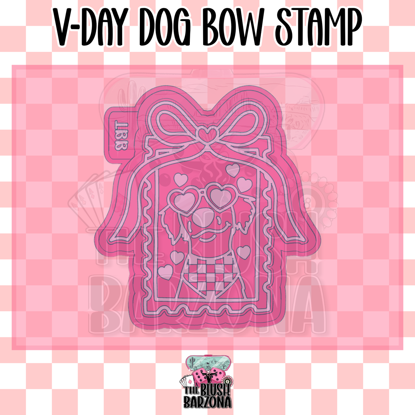 V-Day Dog Bow Stamp Freshie Mold