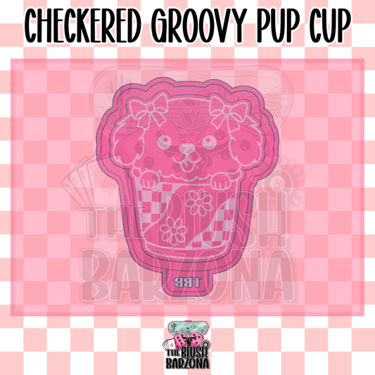 Checkered Groovy Pup Cup Freshie Mold