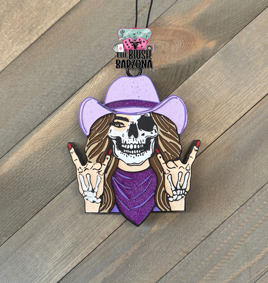 Cowgirl Skeleton Car Freshie