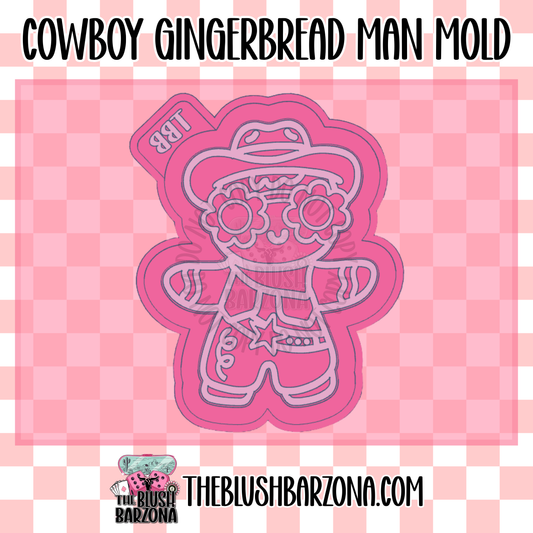Cowboy Gingerbread Man Freshie Mold