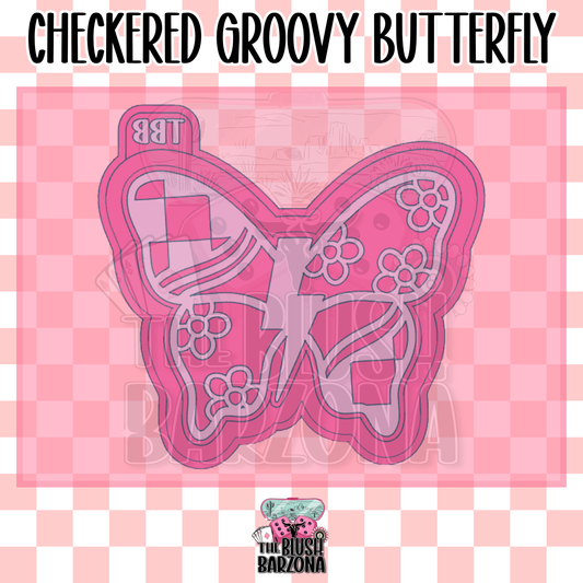 Checkered Groovy Butterfly Freshie Mold