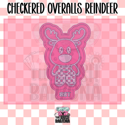 Checkered Overalls Reindeer Freshie Mold