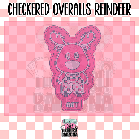 Checkered Overalls Reindeer Freshie Mold