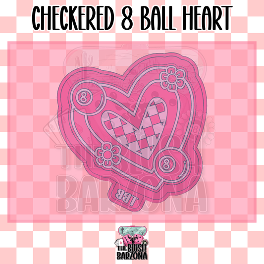 Checkered 8 Ball Heart Freshie Mold