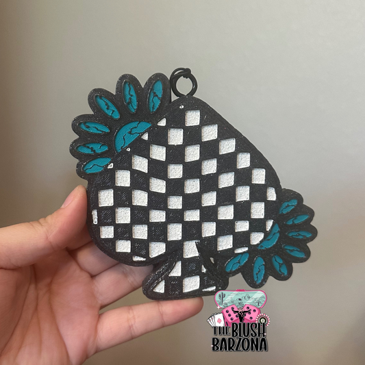 Checkered Spade With Turquoise