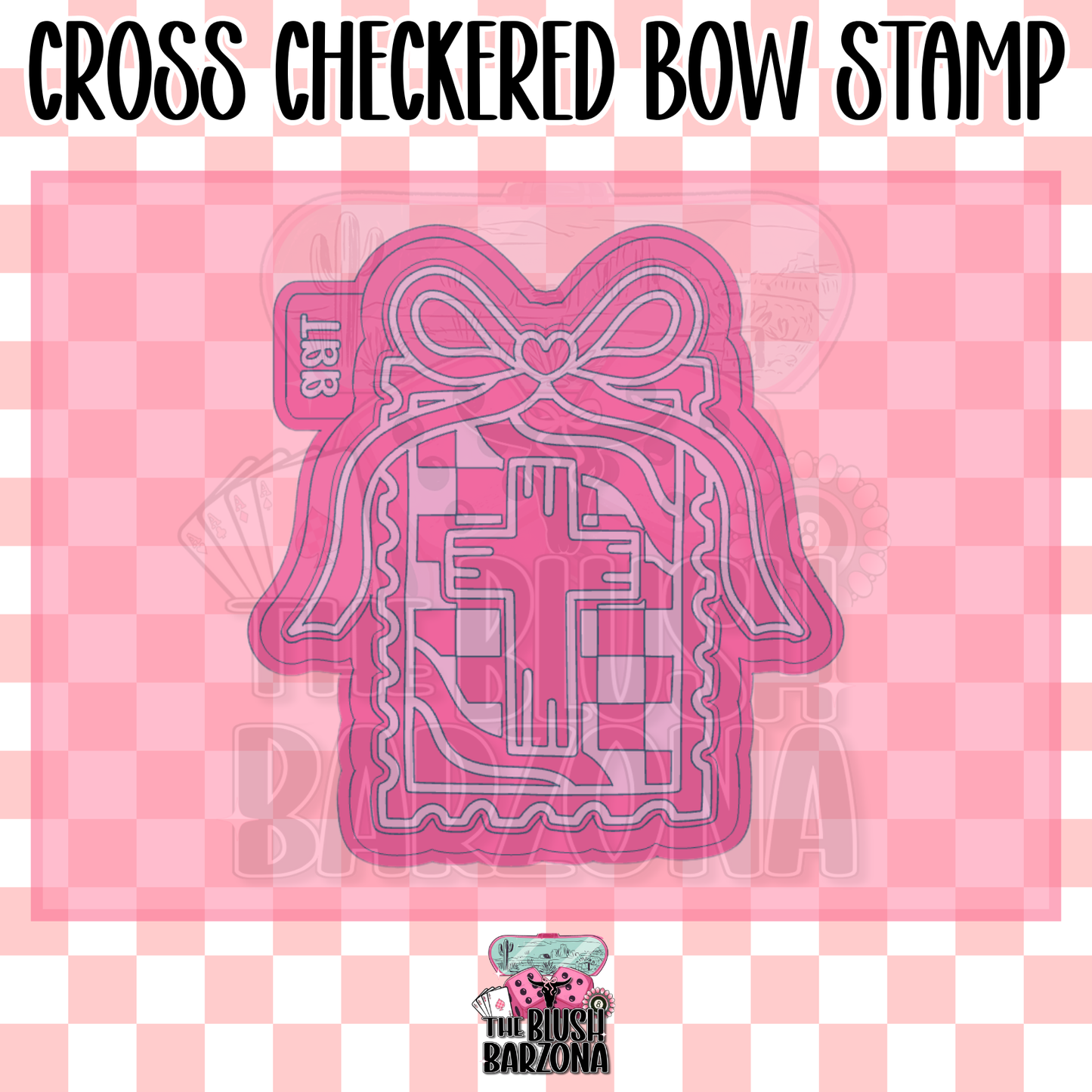 Cross Checkered Bow Stamp Freshie Mold